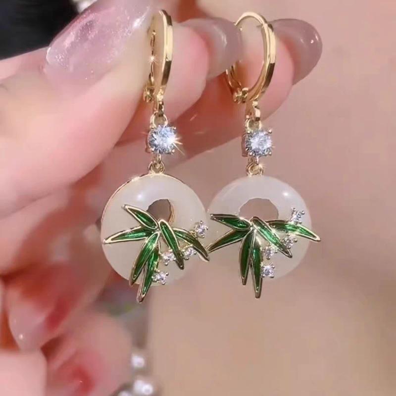 Elegant Retro Chinese Tassel Earrings: Cloud Bamboo Leaf Design for Women