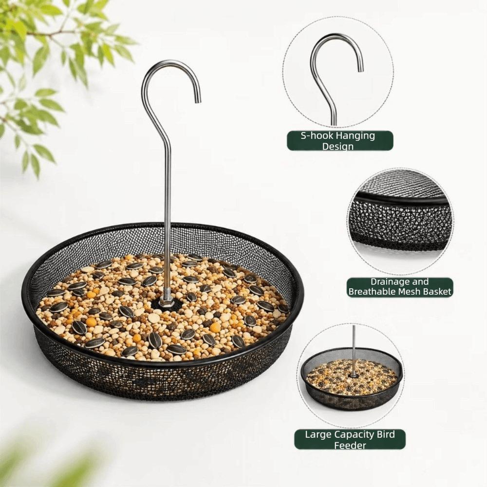 Large Capacity Hanging Bird Feeder Rustproof Bird Food Tray Creative Wild Bird Feeder  Courtyard