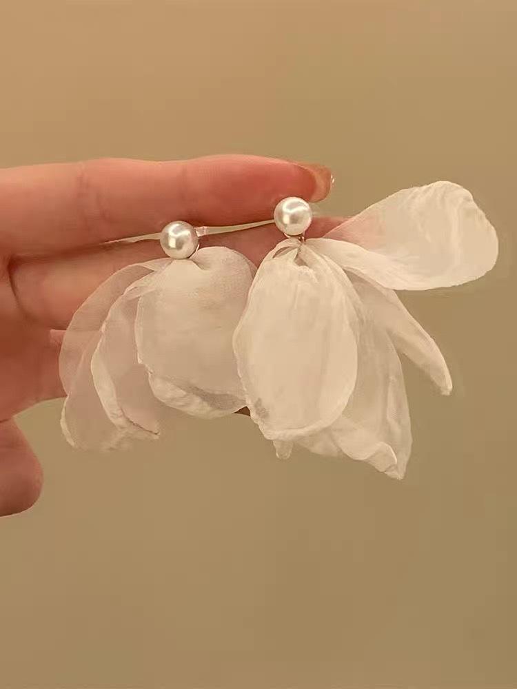 Colorful Dopamine Fabric Beaded Earrings – Women's Studs, Seaside Vacation Style, Ear Clips