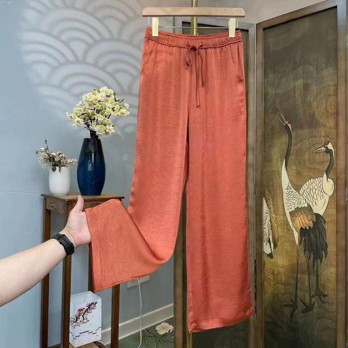 

Летние широкие прямые брюки в китайском стиле 2024 года с эластичной талией 2XL оранжевый