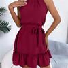 2026 Spring/Summer Women's Sleeveless Waist Cinched Ruffle A-Line Skirt S-XL