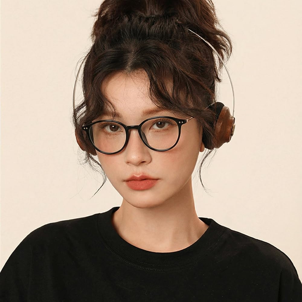 Stylish Eyeglasses for Women and Blue Light Round UV PC Coffee B1692 [FEISEDY] Men, Blocking, Shape, Protection, Lightweight, Glasses,