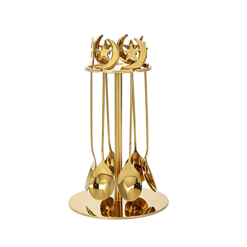 6Pcs Stainless Steel Star Moon Dessert Spoon Fork Set Gold Silver Coffee Stirring Spoon Forks Coffee Bar Kitchen Accessories