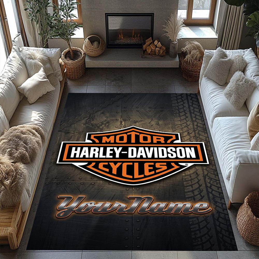 Harley-davidson Motorcycles Personalized Name Floor Mat Suitable for Dormitory Balcony Entryway Foyer Anti-slip Rug Office Home Decor