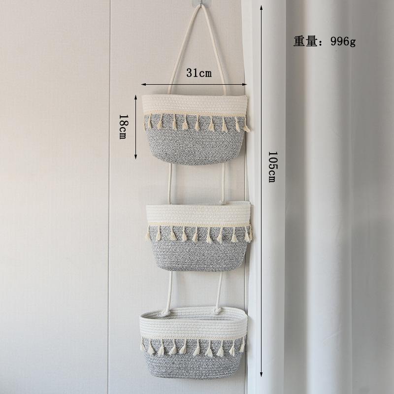 Wall-mounted hanging basket storage hanging basket decorative wall storage basket three-layer household home hanging
