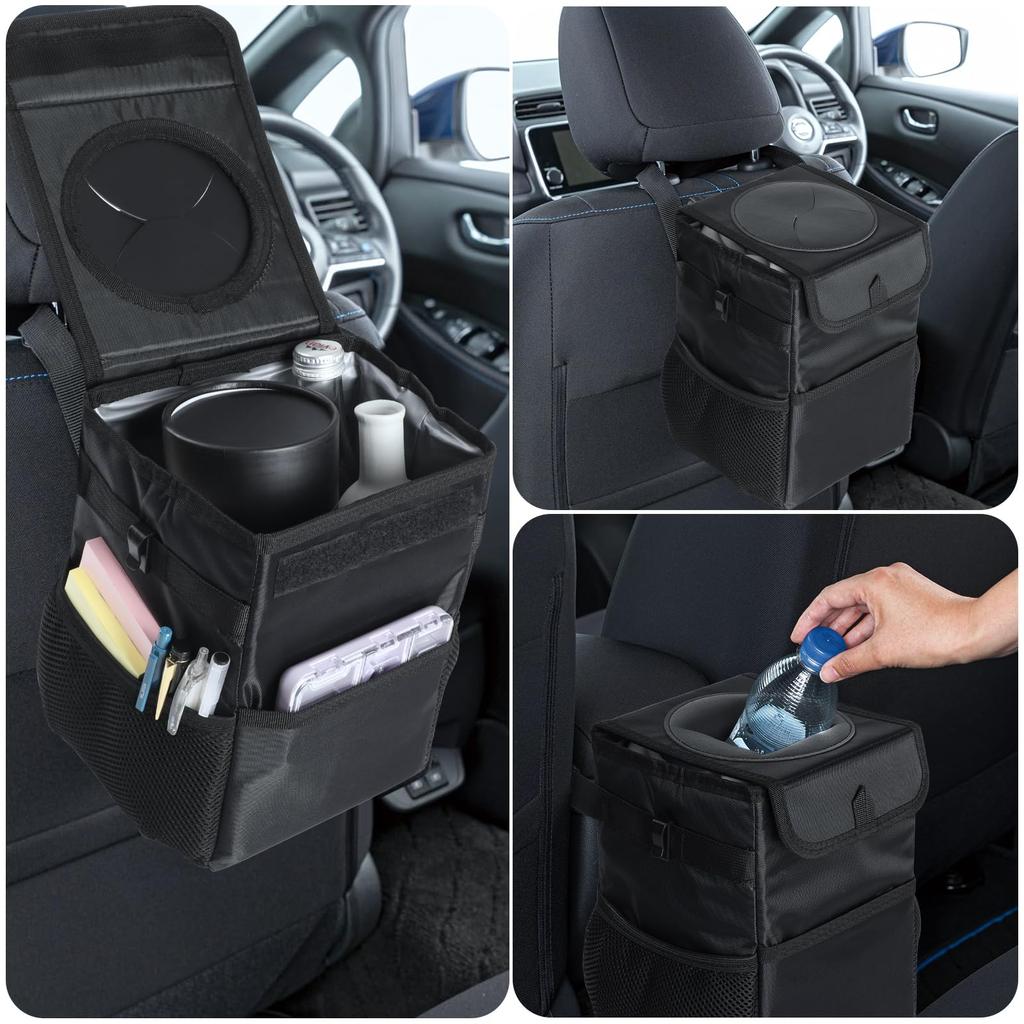 Manlyee Car Trash Can with Hanging Large Seat Back Car Seat Foldable Storage Car Garbage Can Lid, Type, Capacity, Waterproof, Wear-Resistant, Compact,