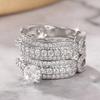 Huitan  Luxury Women 2Pcs/Set Ring Charming Engagement Party Fashion Accessories Delicate Wedding Zircon Inlaid Shining CZ