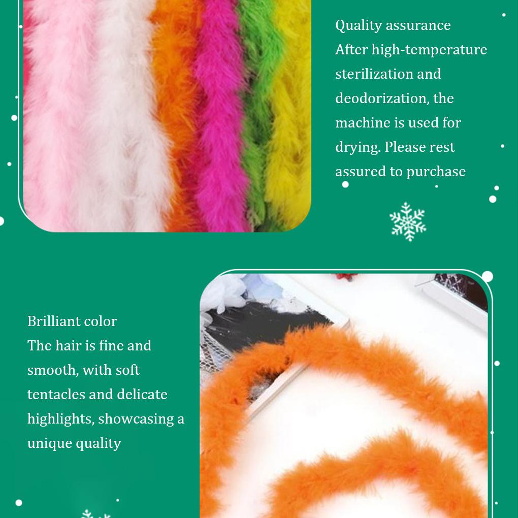 5 Pieces 2M Christmas Feather Colorful Ribbon Xmas Tree Artificial Plume Dress Shawl DIY Craft Ornament for Decor
