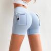 Cross-Border Fitness Yoga Shorts with Pockets - Button Workwear Running Pilates Peach Butt Hot Pants