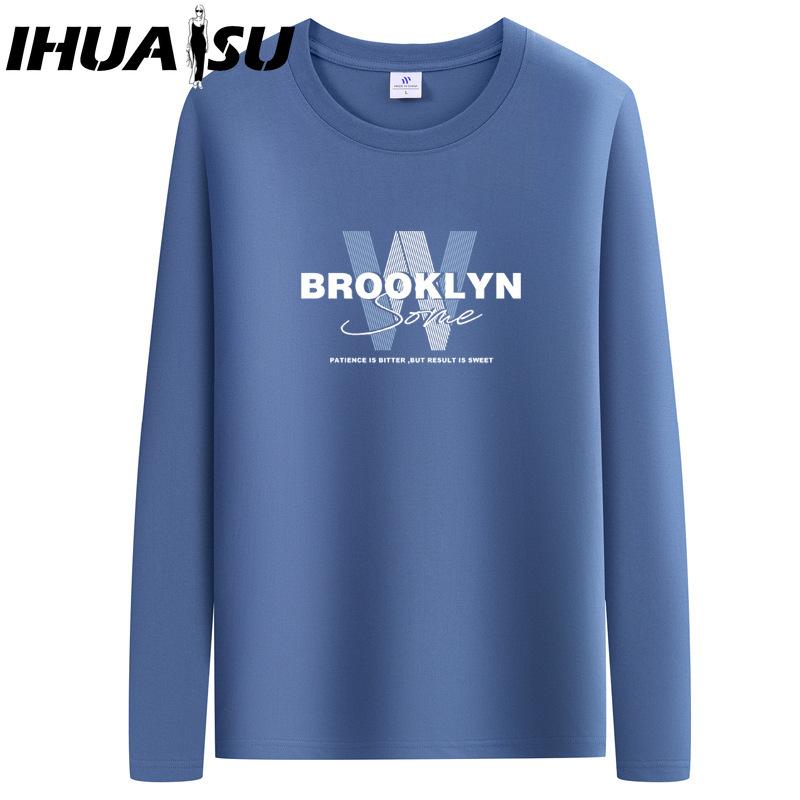 IHUASU Spring and Autumn Men's Long-sleeved T-shirt Men's O-collar Bottoming Shirt Men's Top Clothes T-shirts