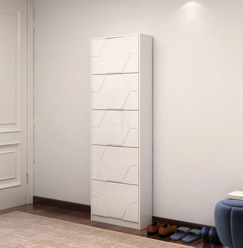 Shoe Cabinet Modern Shoe Rack Cabinet With 5 Flip Drawers Entryway Shoe Storage Cabinet With Carved Panels For Entryway Hallway