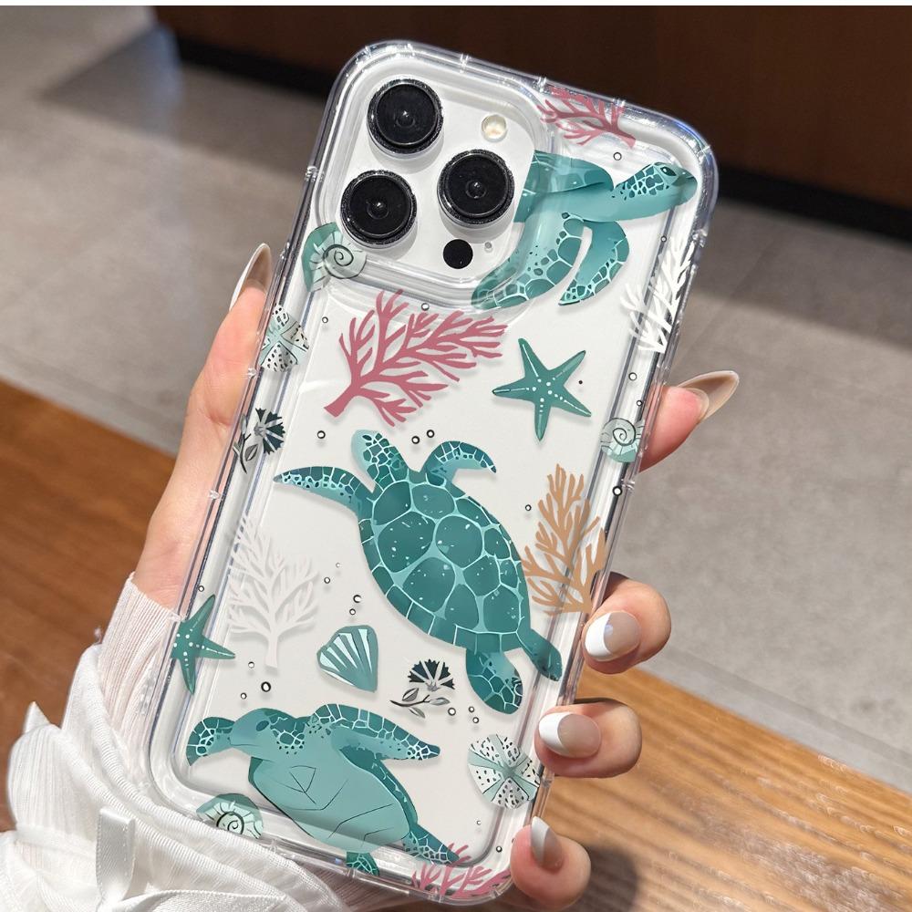 Green Sea Turtle Shell Phone Case For iPhone 17 Pro Max Cases iPhone 16 15 14 13 12 11 Pro Max X XS XR XS 16E 17Air Soft Cover