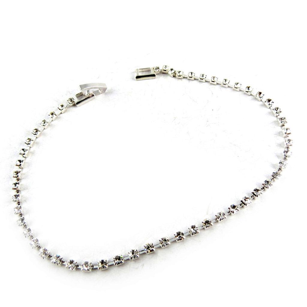 Les Trésors De Lily [K6993] - Náramek 'Sissi' stříbrno-bílý - 22 cm - 3 mm (Křišťálová řeka)