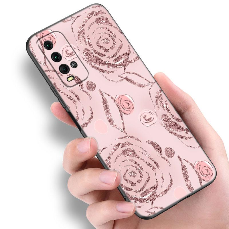 Beautiful Rose Bling Picture Phone Case For Xiaomi Redmi Note 5 6 9T K20 K40 K50 Pro 7A 8A 9A 9C 9i 10A 10C A1 S2 Black Cover