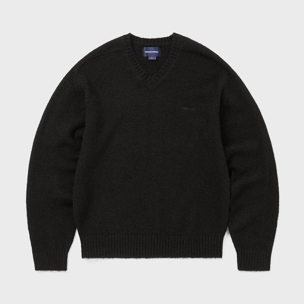 ThIs Is NeVer That Brushed V Neck Knit Sweater Black S