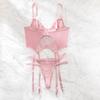 European and American Embroidered Push-up Lingerie Set - Pink, Underwire, Sexy, Comfortable, Tempting