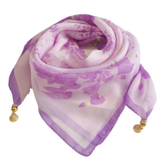 Bufanda de Mujer Patrón de Planta y Flor Hebilla Metálica Magnética Textura Suave Bufanda Protección Solar y del Viento Pañuelo para la Cabeza Accesorios de Playa y Viaje