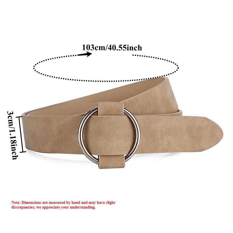 Trendy High-End Simple Leather Belt with Smooth Buckle and Circle Design Fashionable Casual Wide Women’s Belt for Young Adults