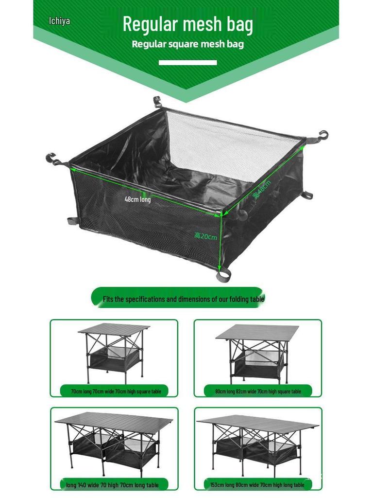 Black Mesh Hanging Bag Set: 16 & 20-Piece Outdoor Folding Table Accessories