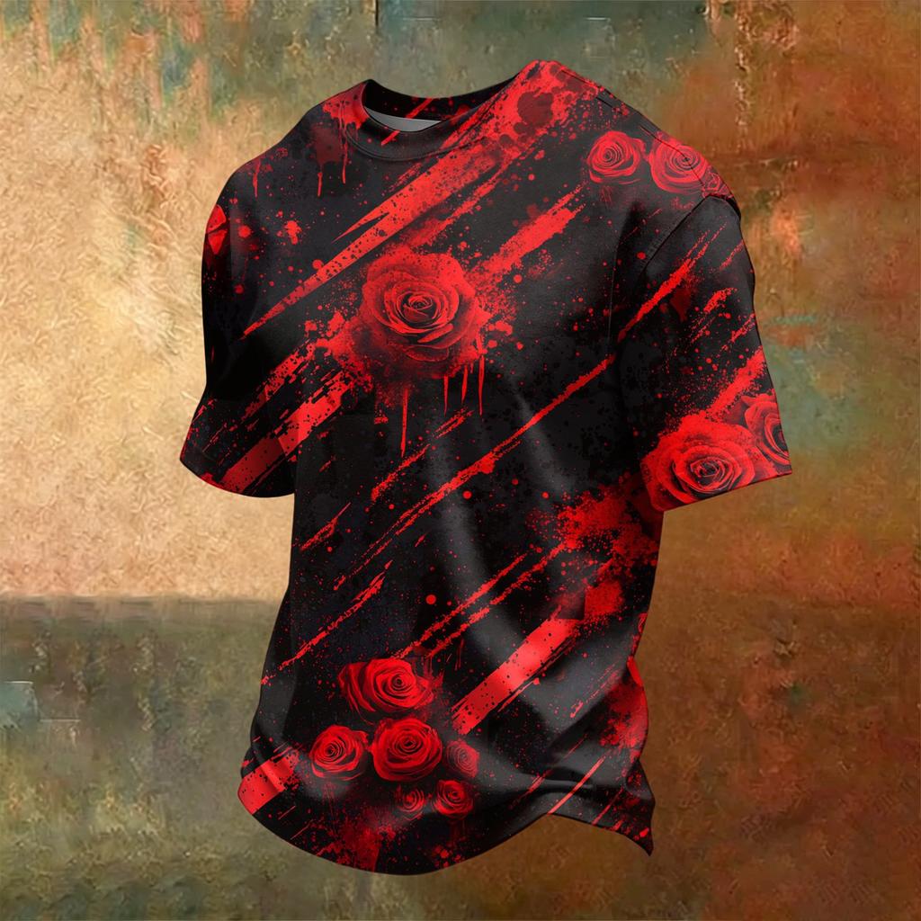Men's Casual Short Sleeve Crew Neck T-Shirt Halloween Themed Graphic Print Lightweight Comfortable Fit Top