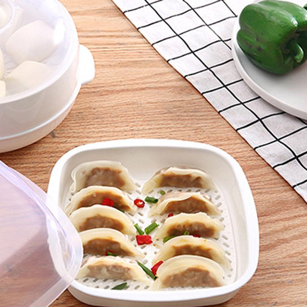 Food Grade Plastic Microwave Oven Steamer Box with Lid Kitchen Cooking Steamer Preparing Baby Food