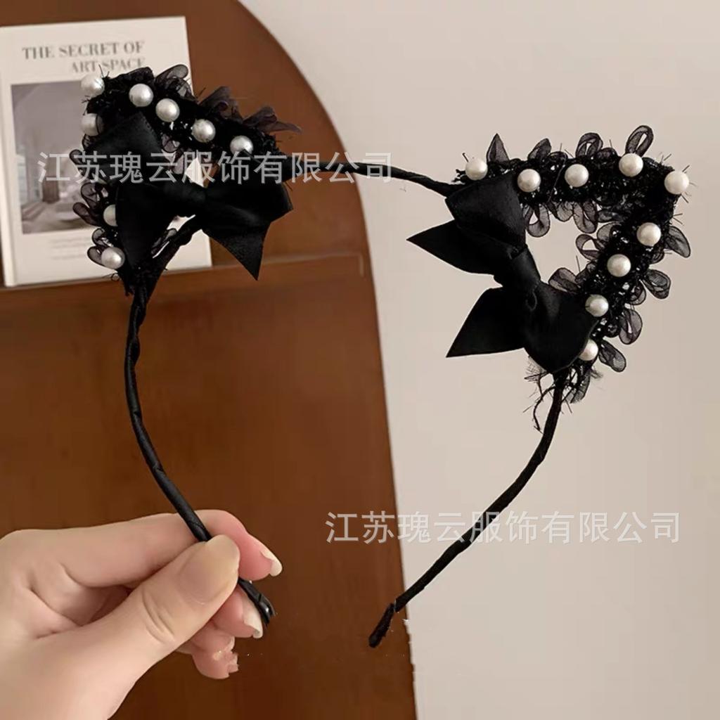 Pearl cos princess maid headband sexy charming mysterious lace headband orgy party dance handmade