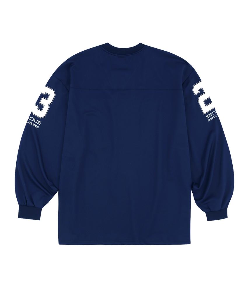 EASY NO EASY Long Sleeve Football Jersey - Navy