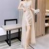 Sexy Sequin Patchwork Mesh Halter Dress Chic Elegant Evening Party Luxury Robe Women High Waist Slim Ceremonial  Dress