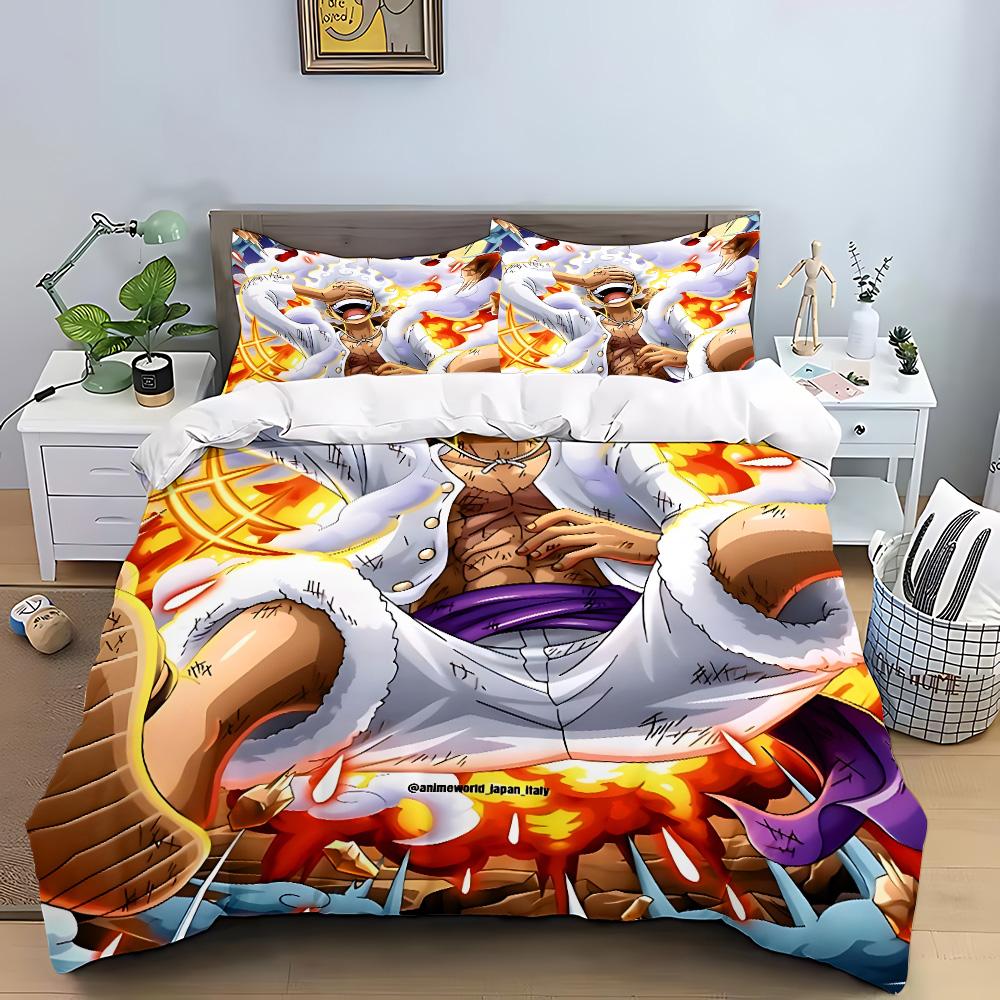 Anime Duvet Pillowcase Bedding Set Adult Boy Girl Bedroom O-One P-Pieces Decoration Children Gift Single Double Large Size
