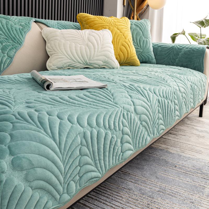 Sofa Cushion Plush Non-Slip Simple Modern Entry Lux Style Leather Cushion Thickened Four Seasons Fleece-lined Sofa Cover Thickened
