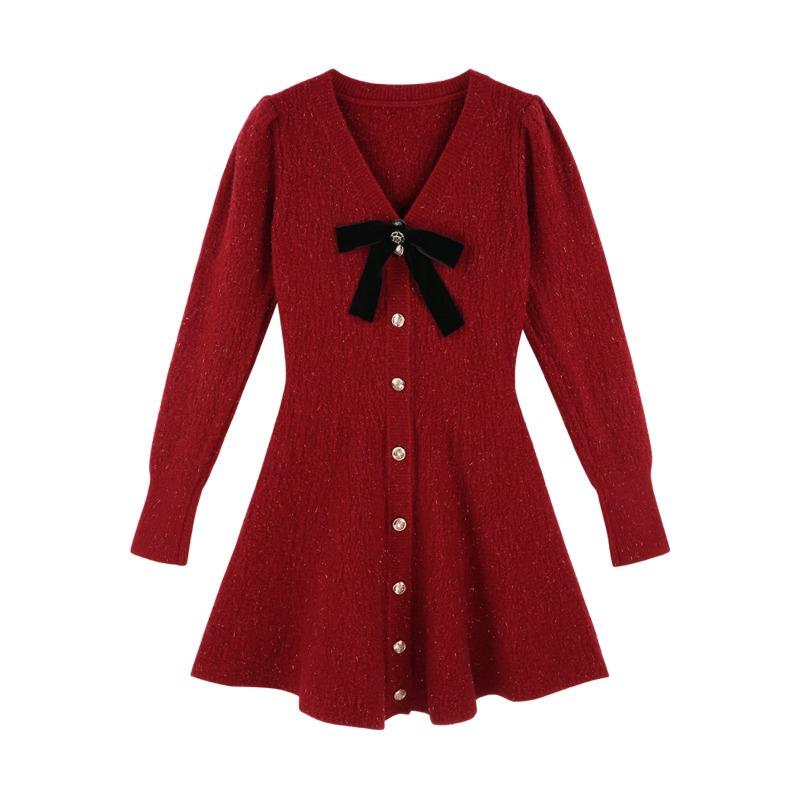 

Юбка средней длины и длинная, вязаный свитер, женское новое военное платье, платье с талией, осенне-зимний темперамент, вязаный свитер женский one size fits all