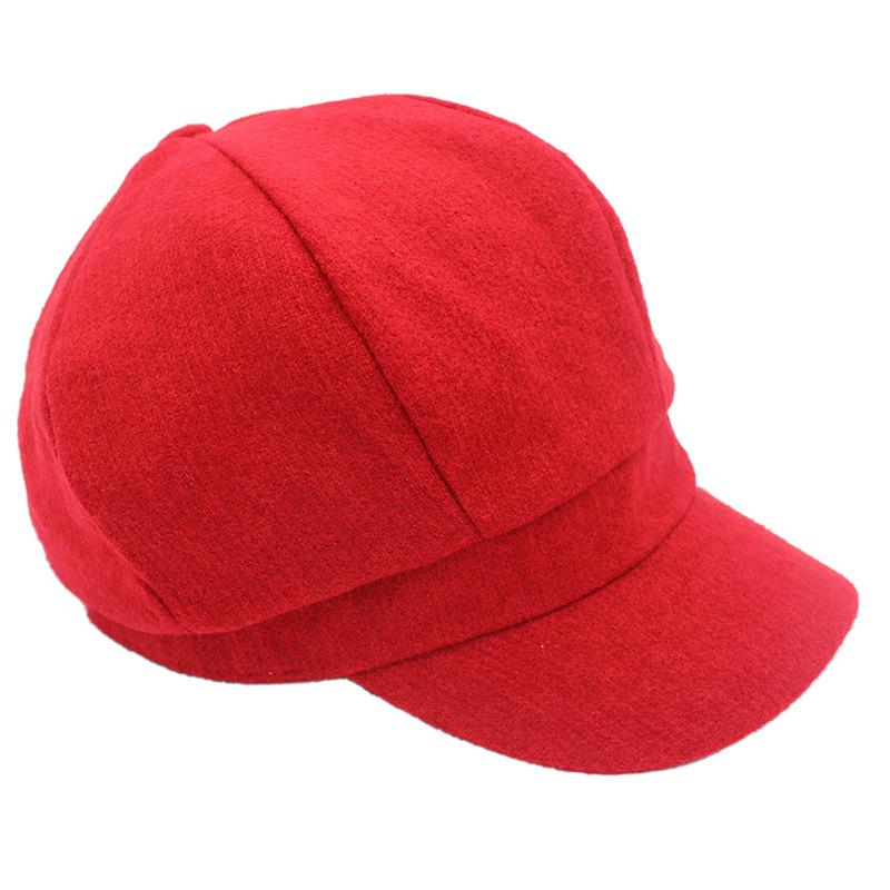 Autumn and Winter New Warm Octagonal Hat Ruili Fashion Woolen Painter Hat Literary and Retro Solid Color Newsboy Hat