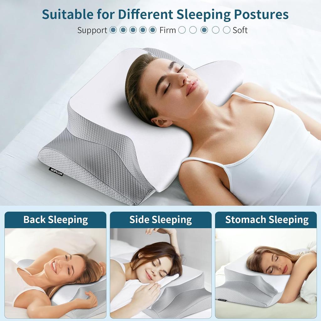 Cervical Pillow Ergonomic Neck Support Pillow Relief Odorless Orthopedic Contour Memory Foam Pillow Bed for Back Stomach Sleeper