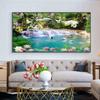 Abstrakt Swan Waterfall Lotus Canvas Målning Modern nordiskt landskap Väggkonstaffischer och tryck för heminredning i vardagsrummet