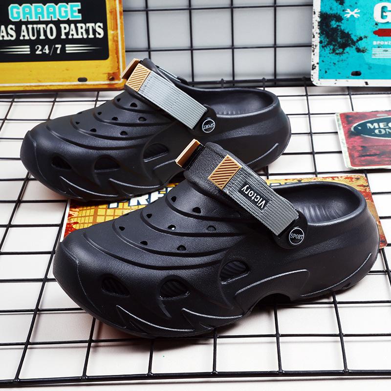 Hole Shoes Men's Summer Wear Breathable Bag Head Drag Non-slip Breathable Beach Shoes Men's Versatile High-end Sandals