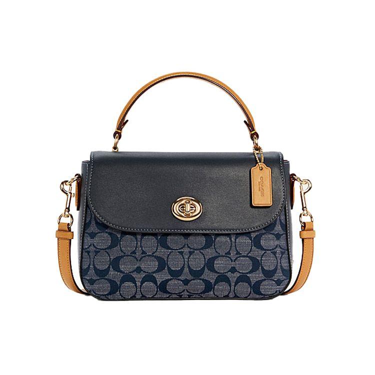 

Coach Marlie 24 Fragrance Print Turn-Lock Leather Cambridge Bag Women Handbags Denim-Blue C4921-IMDEI Basic Set (Bag+Dust Bag)