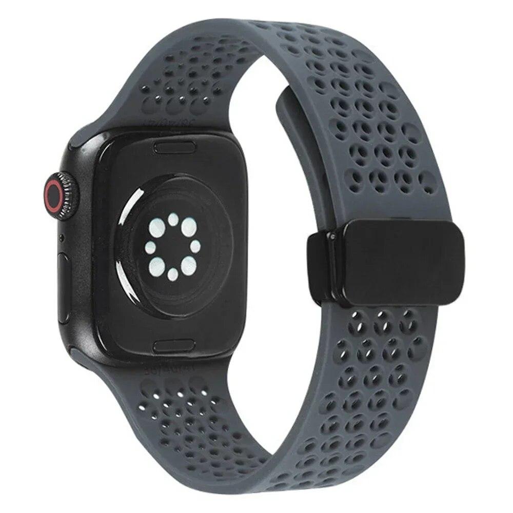 Magnetický sportovní silikonový řemínek pro Apple Watch 49mm 45mm 44mm 41mm 40mm 42mm 38mm gumička pro IWatch Series 9 8 7 6 5 4 Se Ultra 2