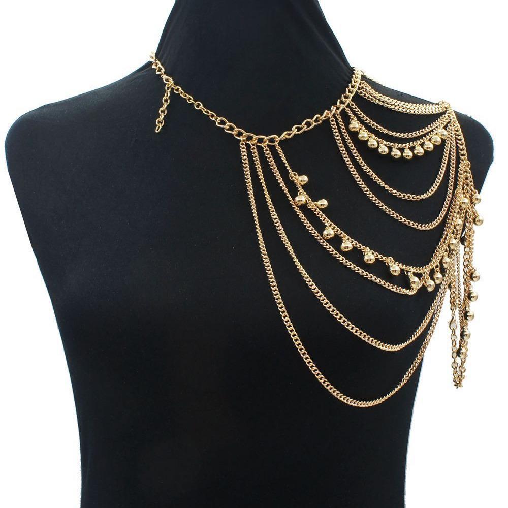 European & American Street Style Multi-Layer Tassel Ball Body Chain: Trendy and Unique Fashion Accessory