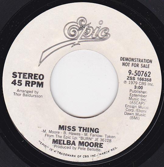 

7inch Record MELBA MOORE - Miss Thing 950762PROMO Epic 1979 US Soul/Funk Used