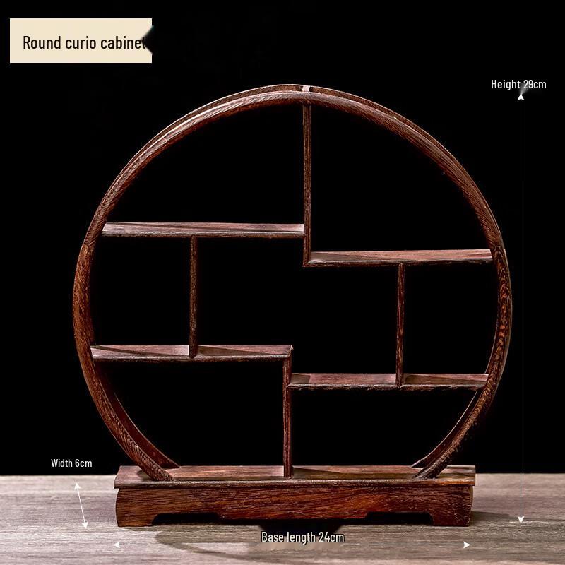 Regál na čajové konvice z masivního dřeva v čínském stylu