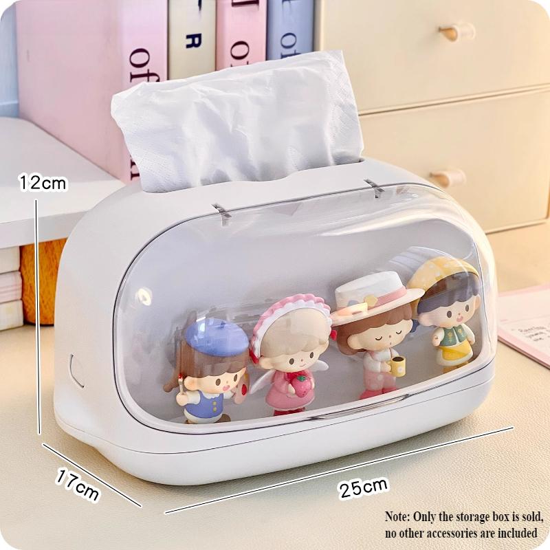 

Cute Tissue Box Holder Blind Figure Dustproof Display Box Kawaii Decor Desktop Ornaments Paper Box Kid Gamer Dolls Organizer белый