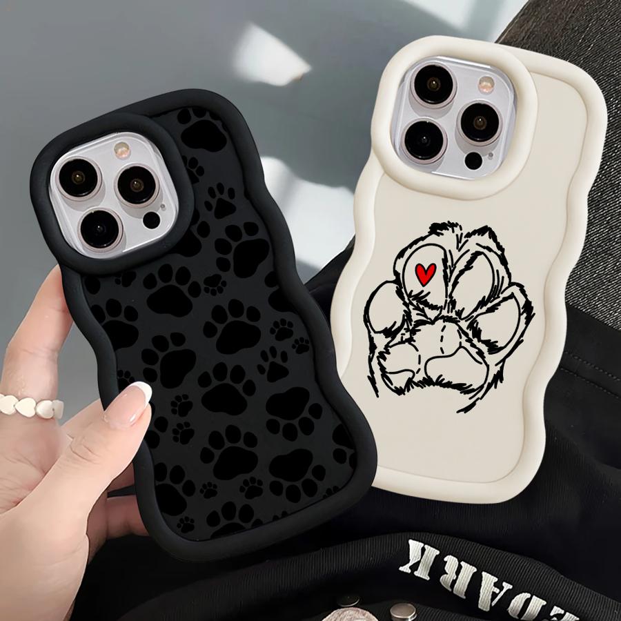 Cute Pet Paw Prints Soft Phone Cover Case for iPhone 11 8 16 Pro Max 14 15 Plus 12 XR 17 Air 13