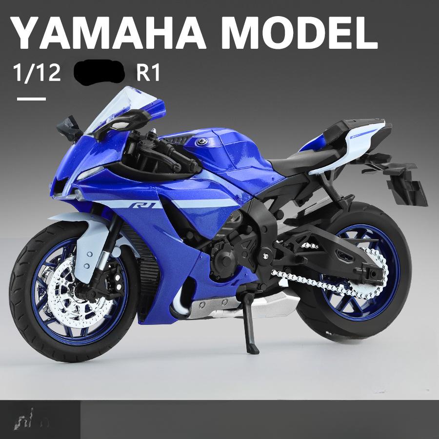 1/12 YAMAHA R1 Toy Motorcycle Model Alloy Diecast with Sound Light Rubber Tires Scale Model Motorcycle Toys for Kids Collection