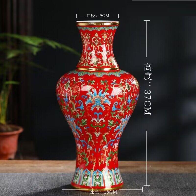 

37cm Jingdezhen Ceramic Antique Enamel Colored Vase Flower Arrangement Chinese Style Home, Living Room, Decoration and Ornaments