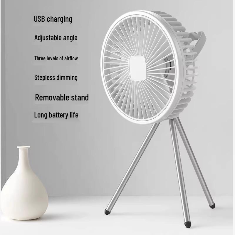 Portable Camping Fan with Tripod, Long Battery Life, Dual-Use Hanging or Standing, Large Wind Power, and Night Light