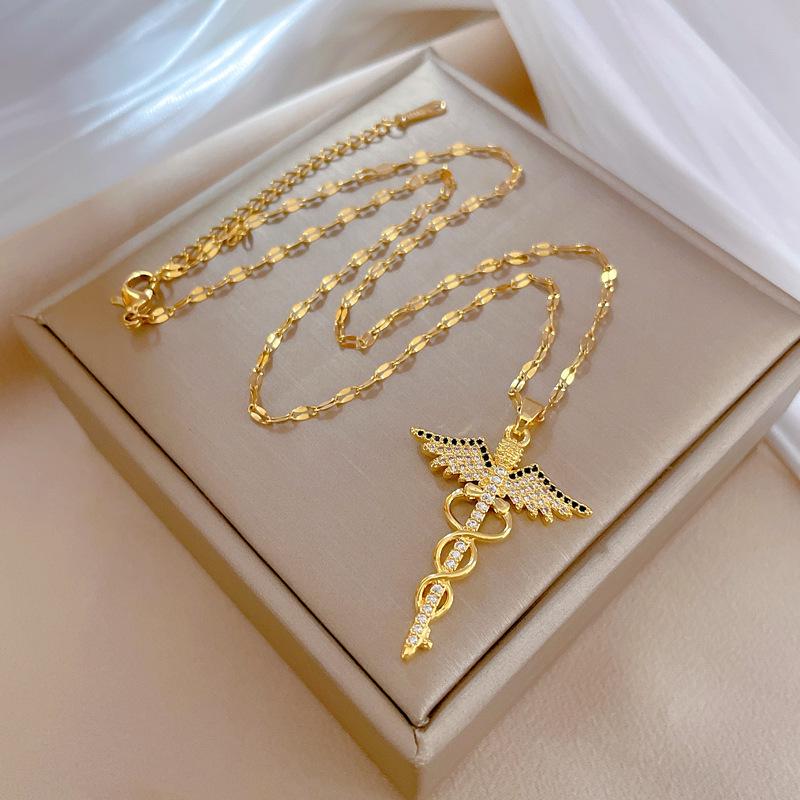 Titanium Steel Rotating Dragonfly Luxury Necklace - Women s Versatile Clavicle Chain