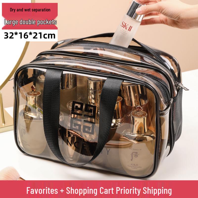 Transparent Waterproof Cosmetic Bag - Large Capacity Travel Toiletry Organizer for Women