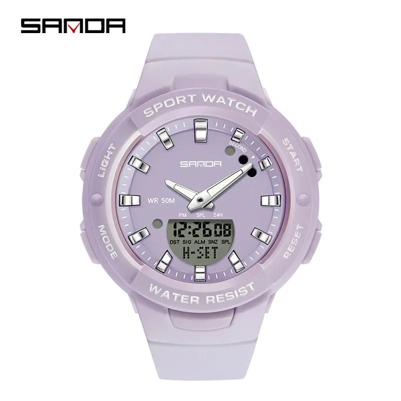SANDA 6005 Feminino Luxury Sport Military Women's Watches 5ATM Waterproof blueFashion Quartz Watch for Female Clock Relogio