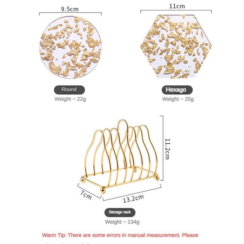 Acrylic Coaster Tea Cup Gold Foil Ins Same Creative Resin Table Mat Waterproof Heat-Resistant Mat Style Nordic Style