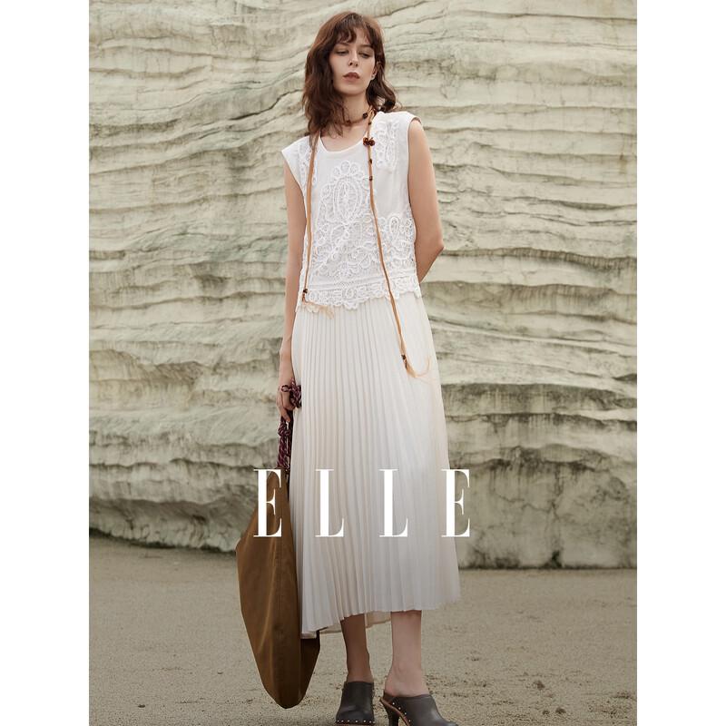 

ELLE Faux Two-Piece Lace Sleeveless A-line Dress S